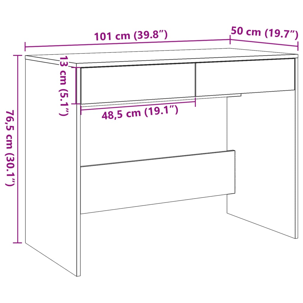 vidaXL Desk Old Wood 101x50x76,5 cm Engineered Wood