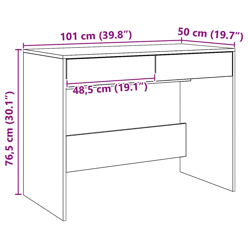 vidaXL Desk Artisan Oak 101x50x76.5 cm Engineered Wood