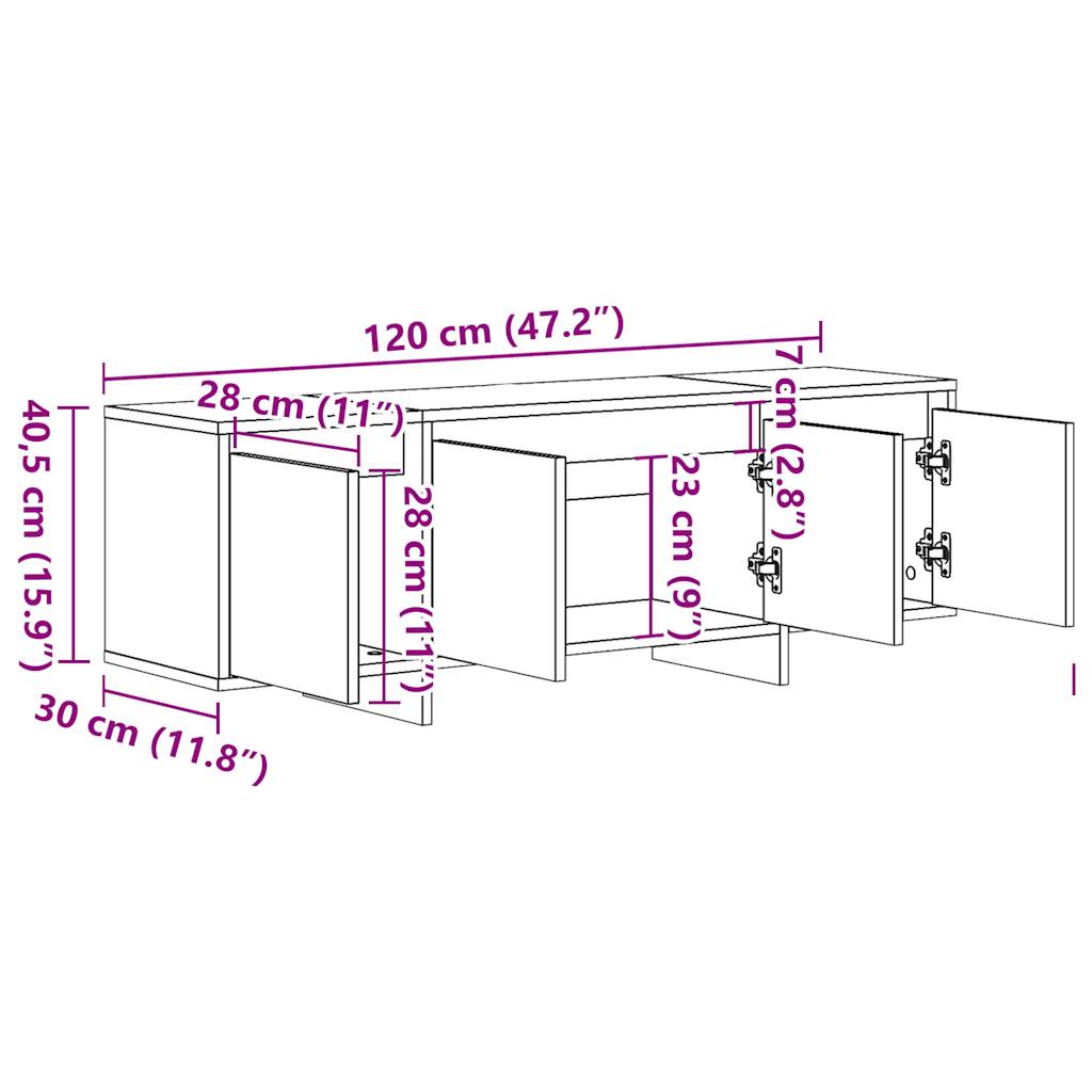 vidaXL TV Cabinet Old Wood 120x30x40.5 cm Engineered Wood