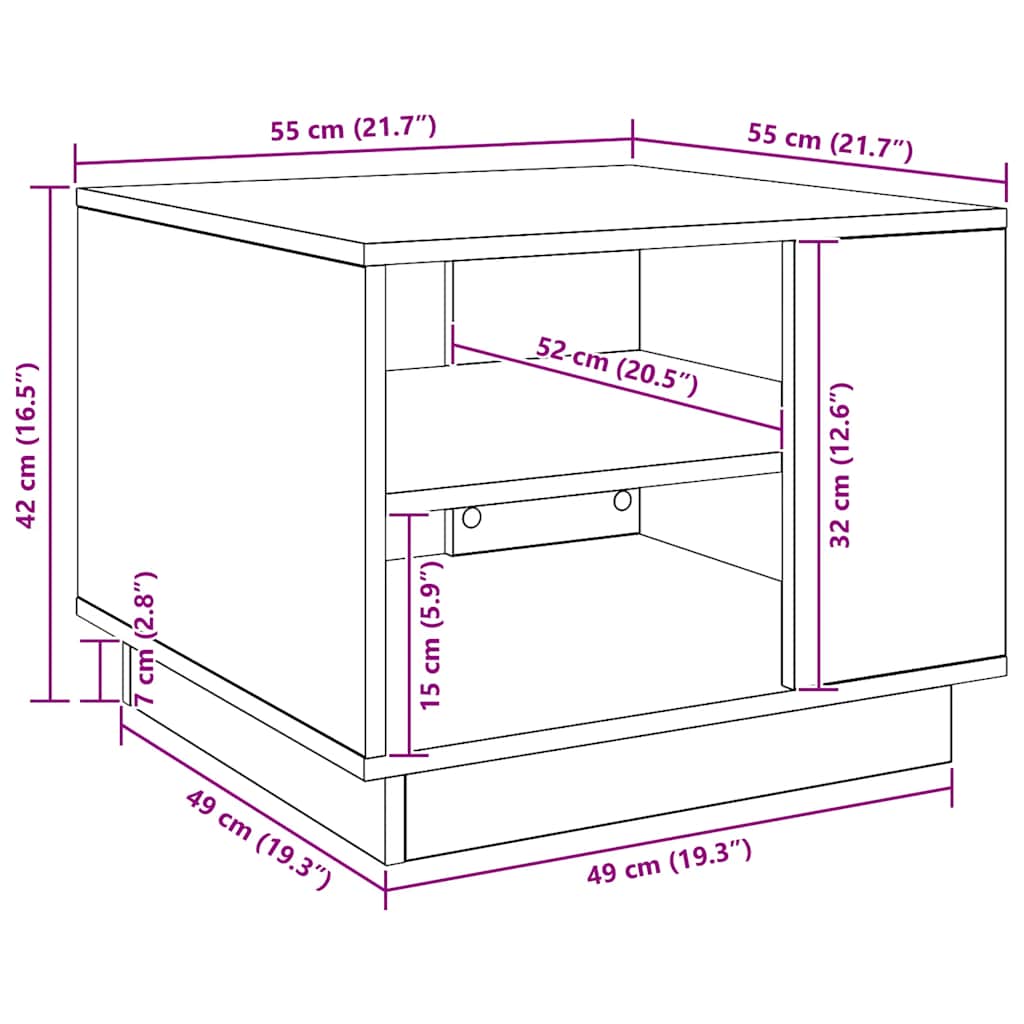 vidaXL Coffee Table Artisan Oak 55x55x42 cm Engineered Wood