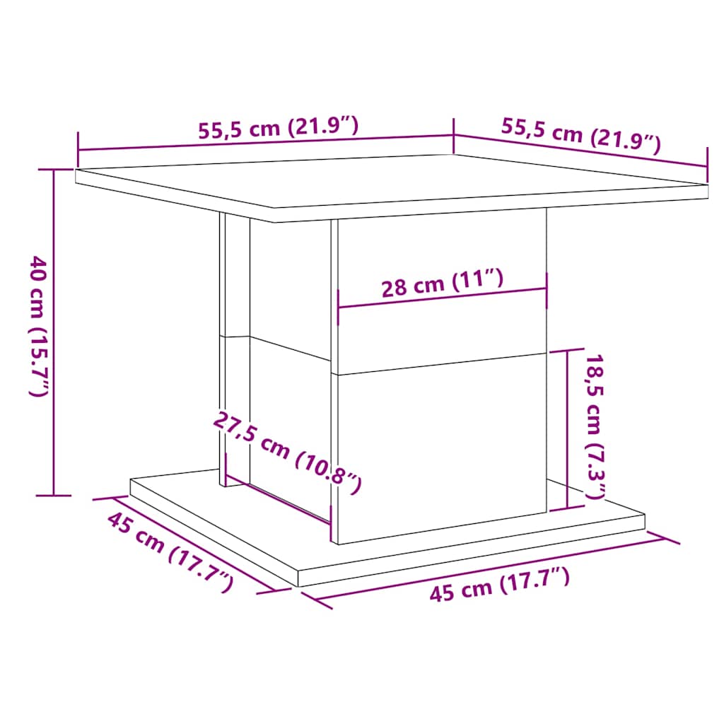 vidaXL Coffee Table Artisan Oak 55,5x55,5x40 cm Engineered Wood