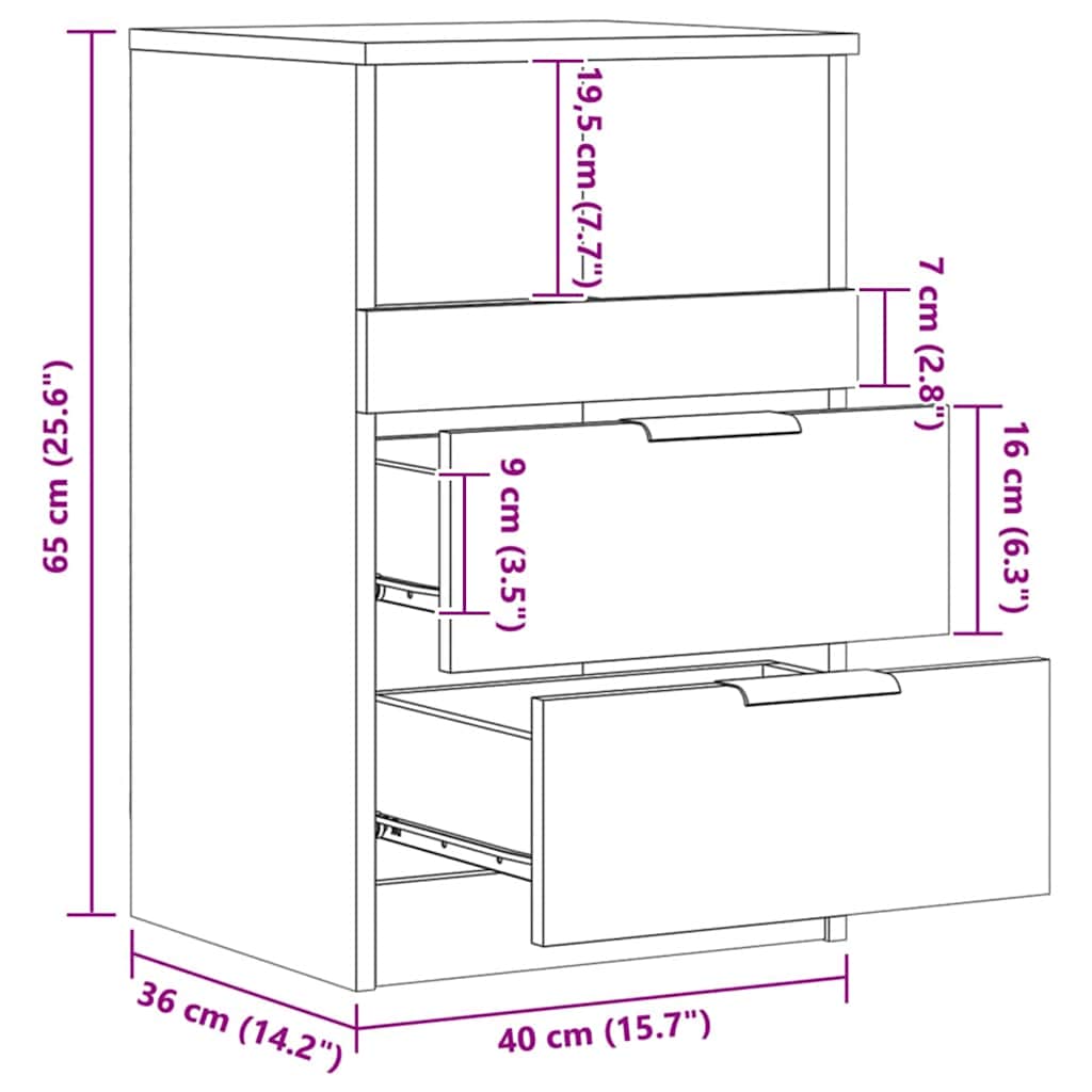 vidaXL Bedside Cabinet Artisan Oak 40x36x65 cm Engineered Wood
