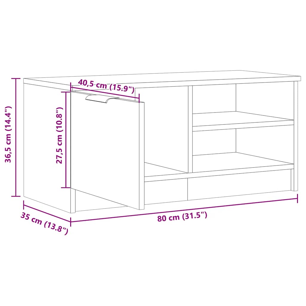 vidaXL TV Cabinet Old Wood 80x35x36,5 cm Engineered Wood