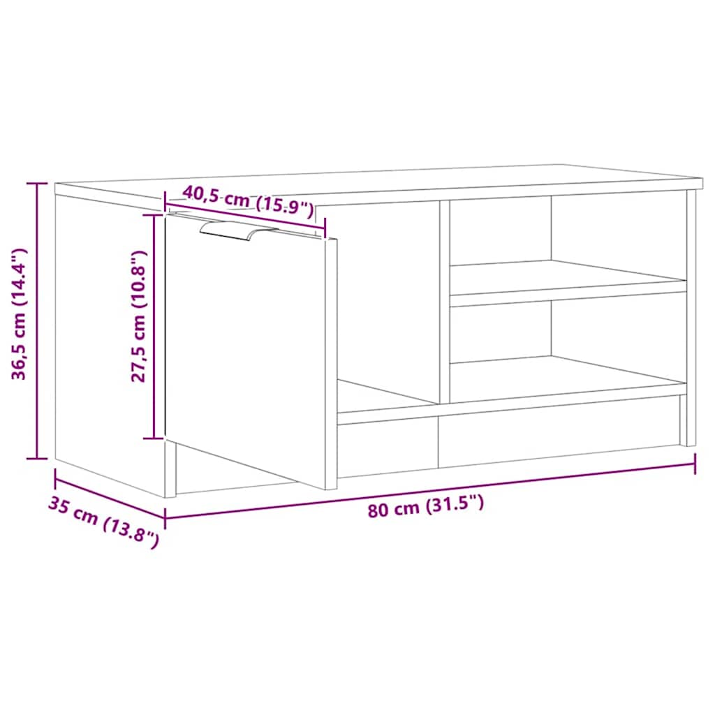 vidaXL TV Cabinet Artisan Oak 80x35x36,5 cm Engineered Wood