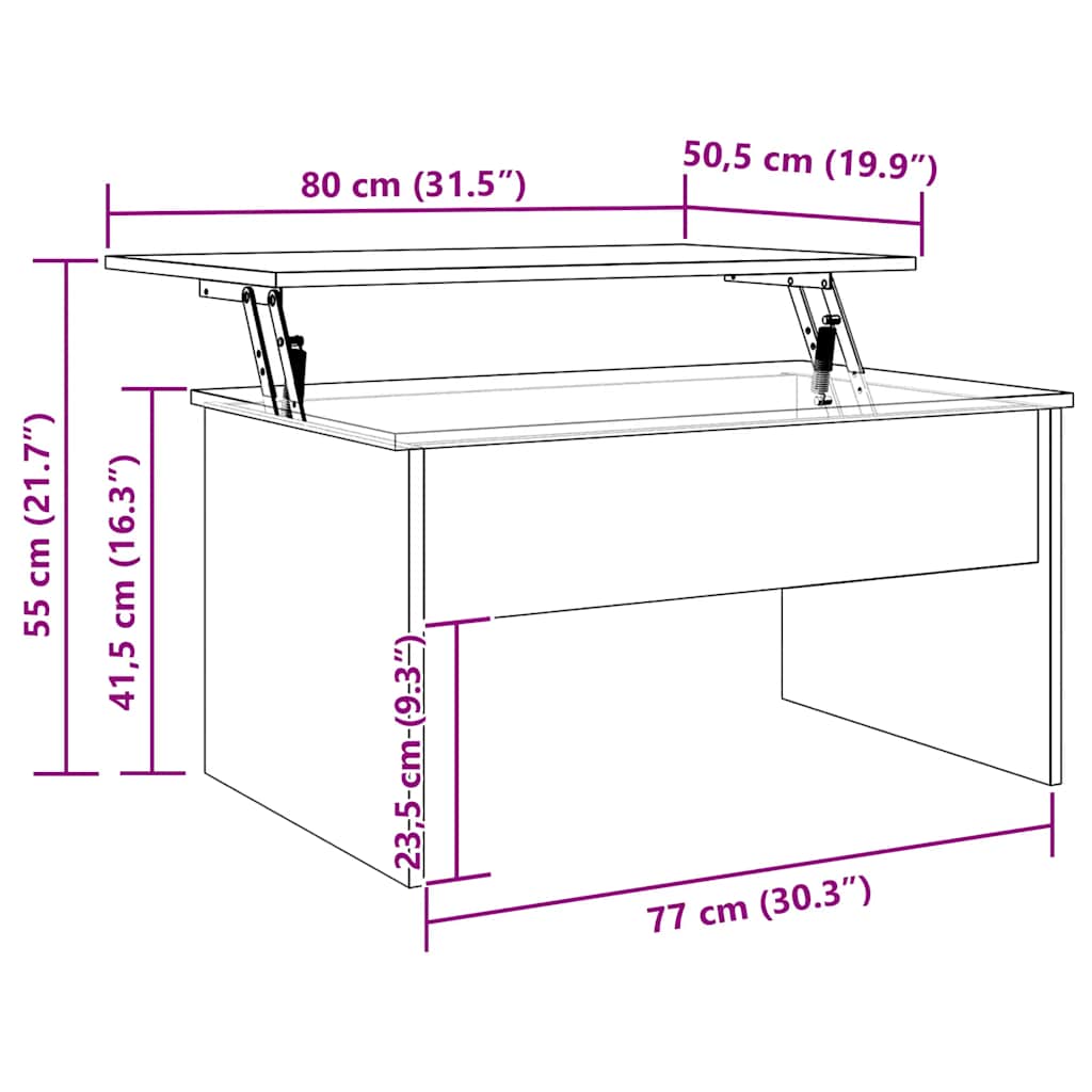 vidaXL Coffee Table Artisan Oak 80x50.5x41.5 cm Engineered Wood