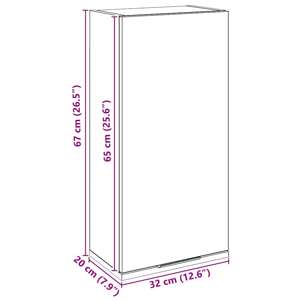 vidaXL Wall-mounted Bathroom Cabinet Artisan Oak 32x20x67 cm