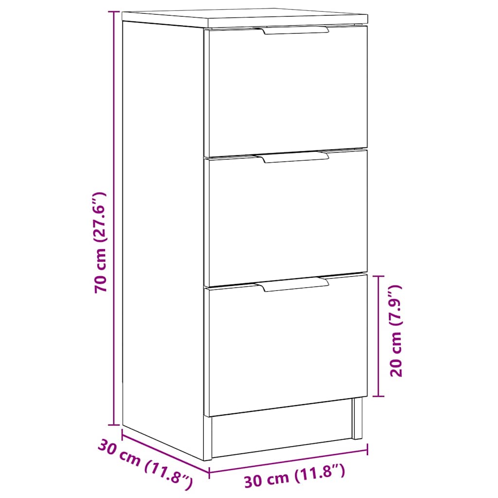 vidaXL Sideboards 2 pcs Artisan Oak 30x30x70 cm Engineered Wood