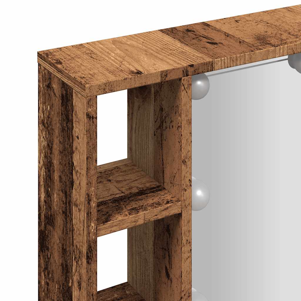 vidaXL Mirror Cabinet with LED Old Wood 76x15x55 cm Engineered Wood