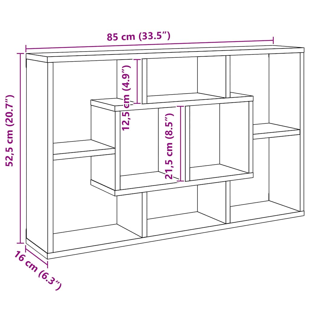 vidaXL Wall Shelf Artisan Oak 85x16x52,5 cm Engineered Wood