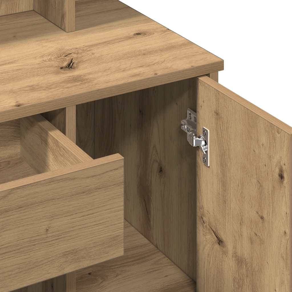 vidaXL Dressing Table with LED Artisan Oak 86.5x35x136 cm