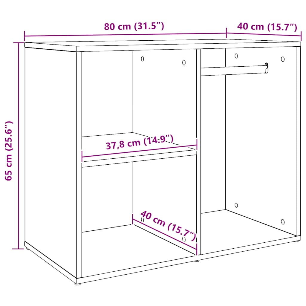 vidaXL Dressing Cabinet Artisan oak 80x40x65 cm Engineered Wood