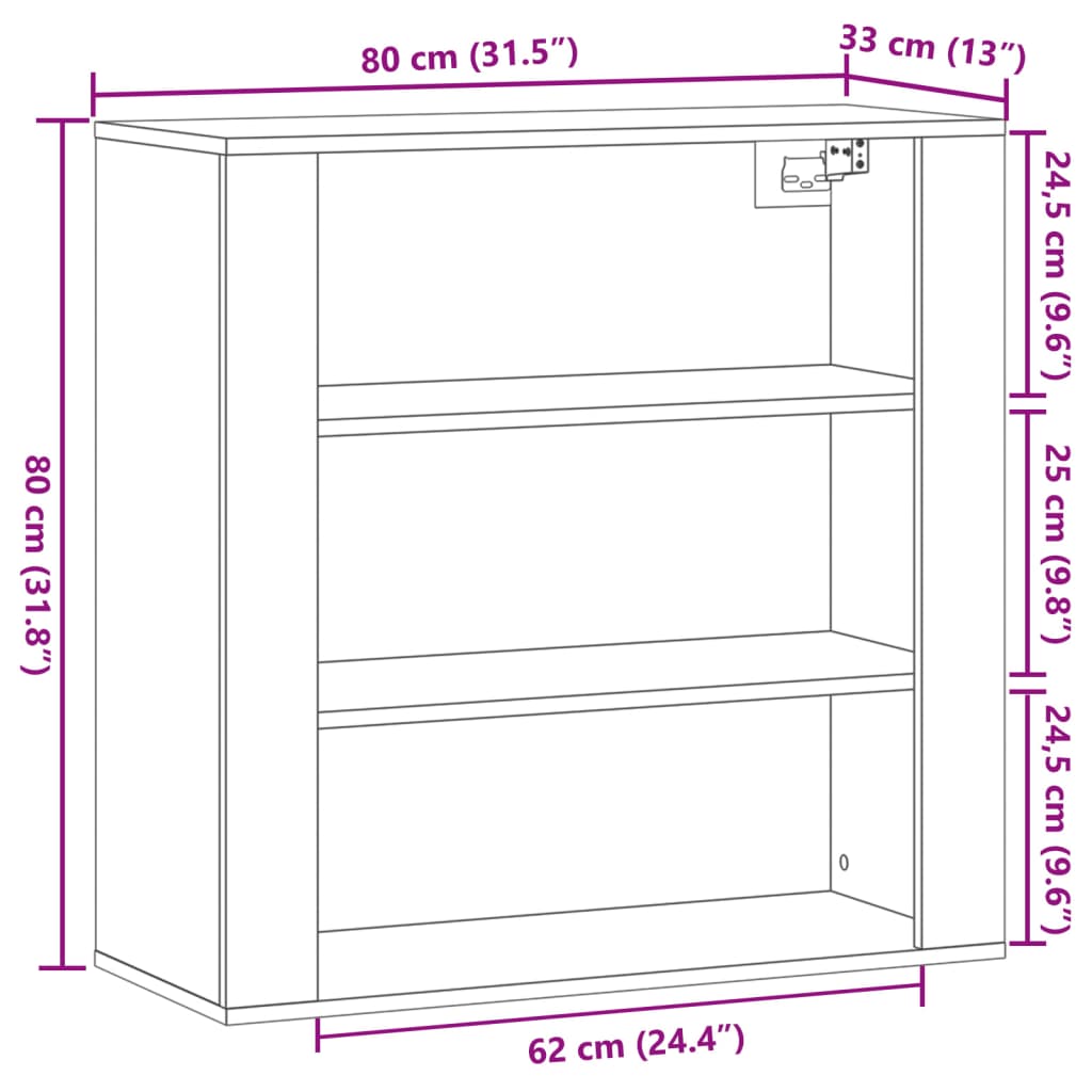 vidaXL Wall Cabinet Artisian Oak 80x33x80 cm Engineered Wood