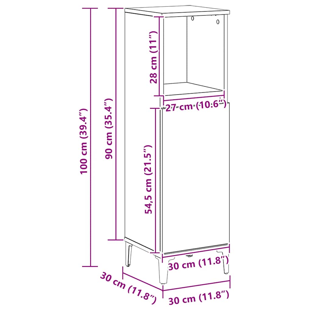 vidaXL Bathroom Cabinet Artisan Oak 30x30x100 cm Engineered Wood