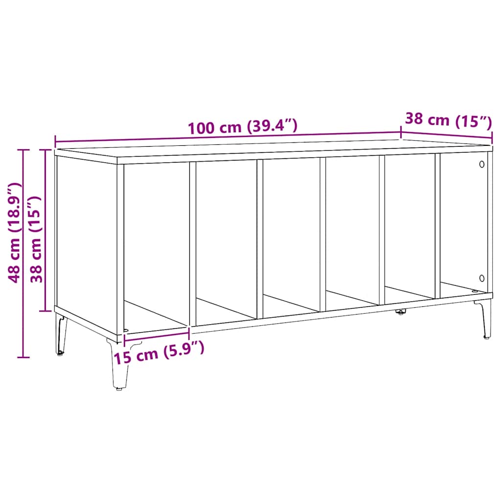 vidaXL Record Cabinet Artisan Oak 100x38x48 cm Engineered Wood