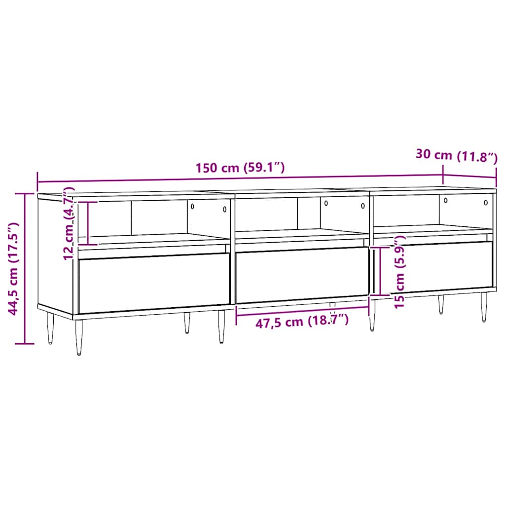 vidaXL TV Cabinet Artisan Oak 150x30x44,5 cm Engineered Wood