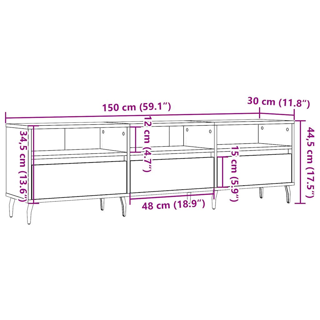 vidaXL TV Cabinet Old Wood 150x30x44.5 cm Engineered Wood