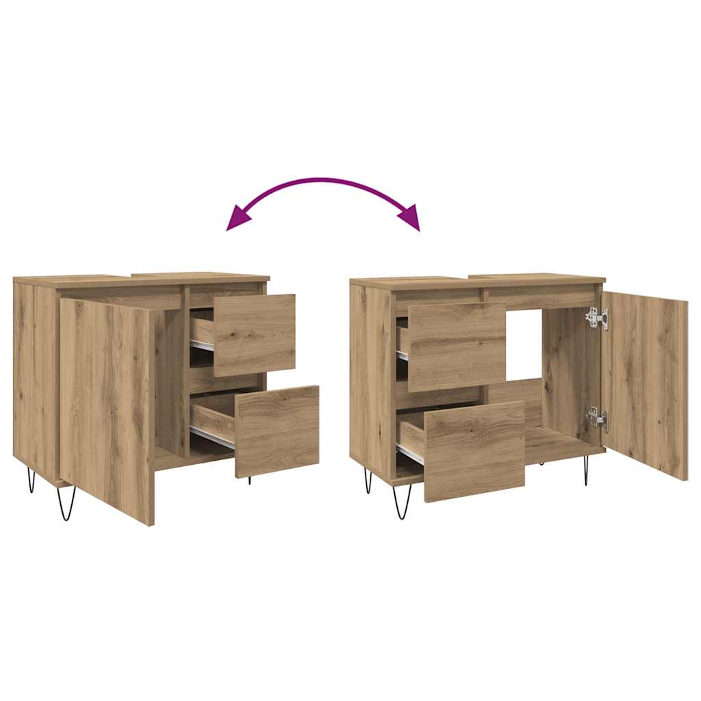 vidaXL Bathroom Sink Cabinet Artisan Oak 65x33x60 cm Engineered Wood