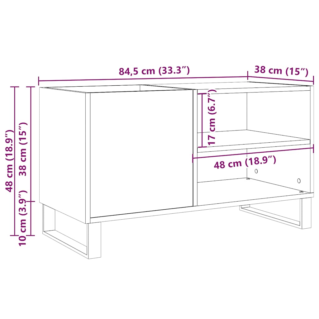 vidaXL Record Cabinet Artisan Oak 84.5x38x48 cm Engineered Wood