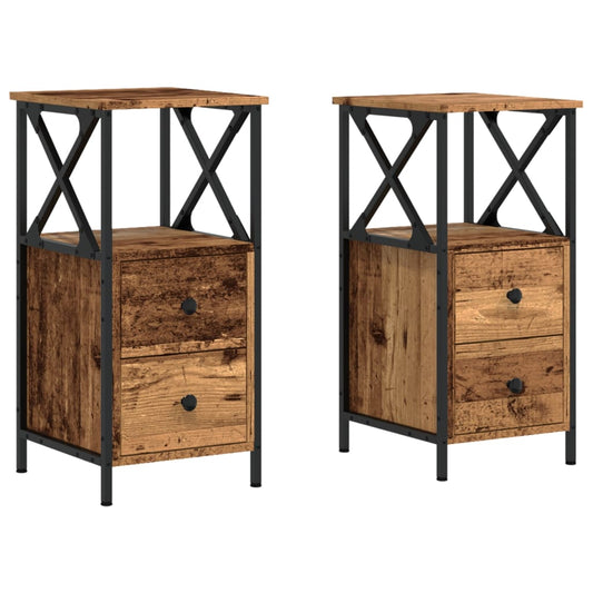 vidaXL Bedside Cabinets 2 pcs Old Wood 34x35,5x70 cm Engineered Wood