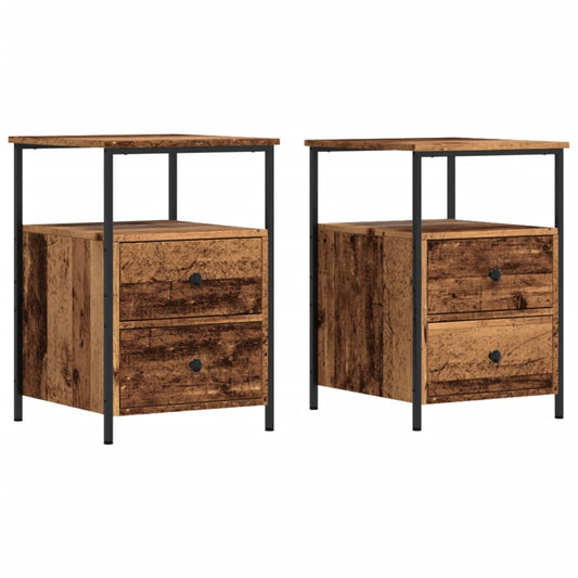 vidaXL Bedside Cabinets 2 pcs Old Wood 34x35,5x50 cm Engineered Wood