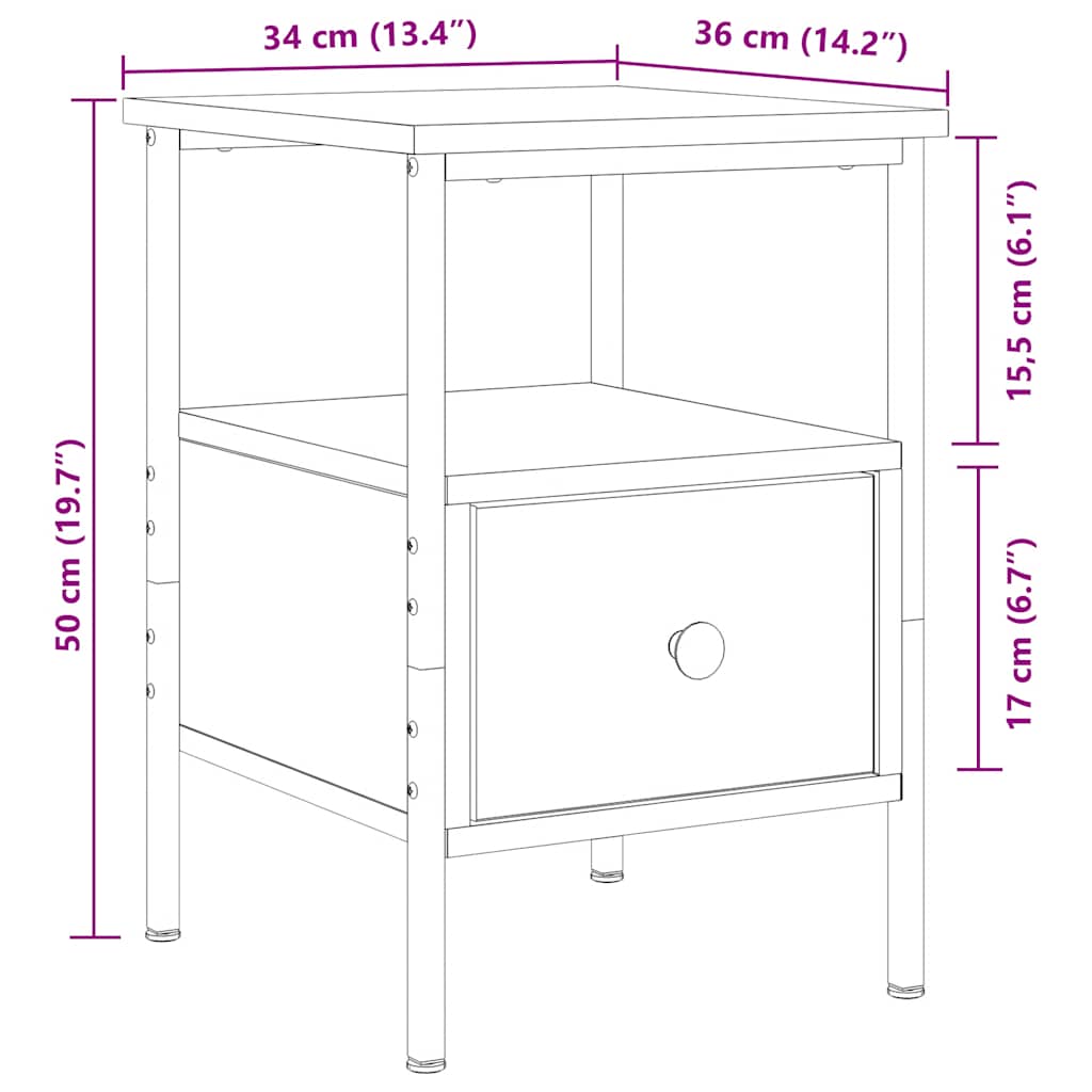 vidaXL Bedside Cabinets 2 pcs Artisan Oak 34x36x50 cm Engineered Wood