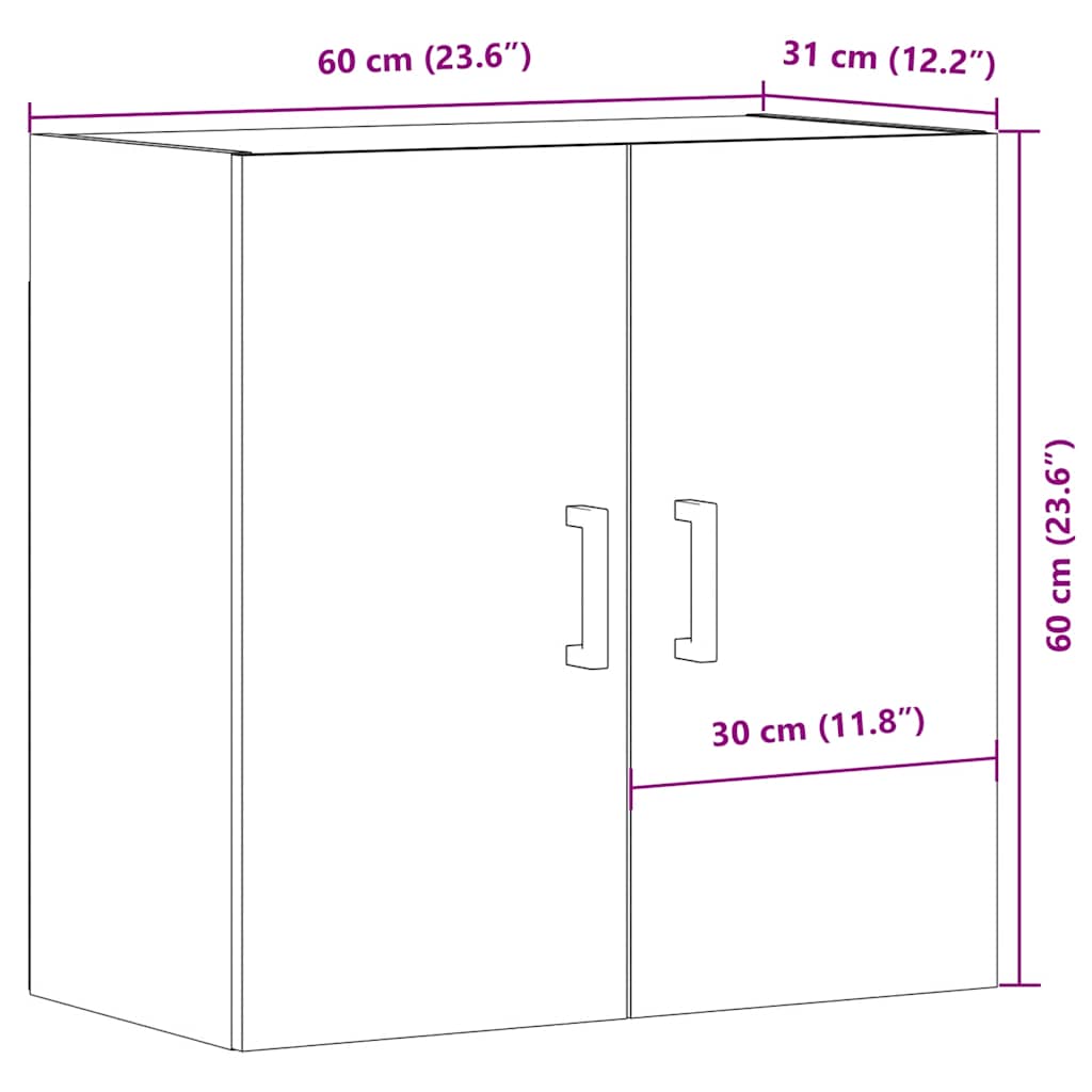 vidaXL Wall Cabinet Old Wood 60x31x60 cm Engineered Wood