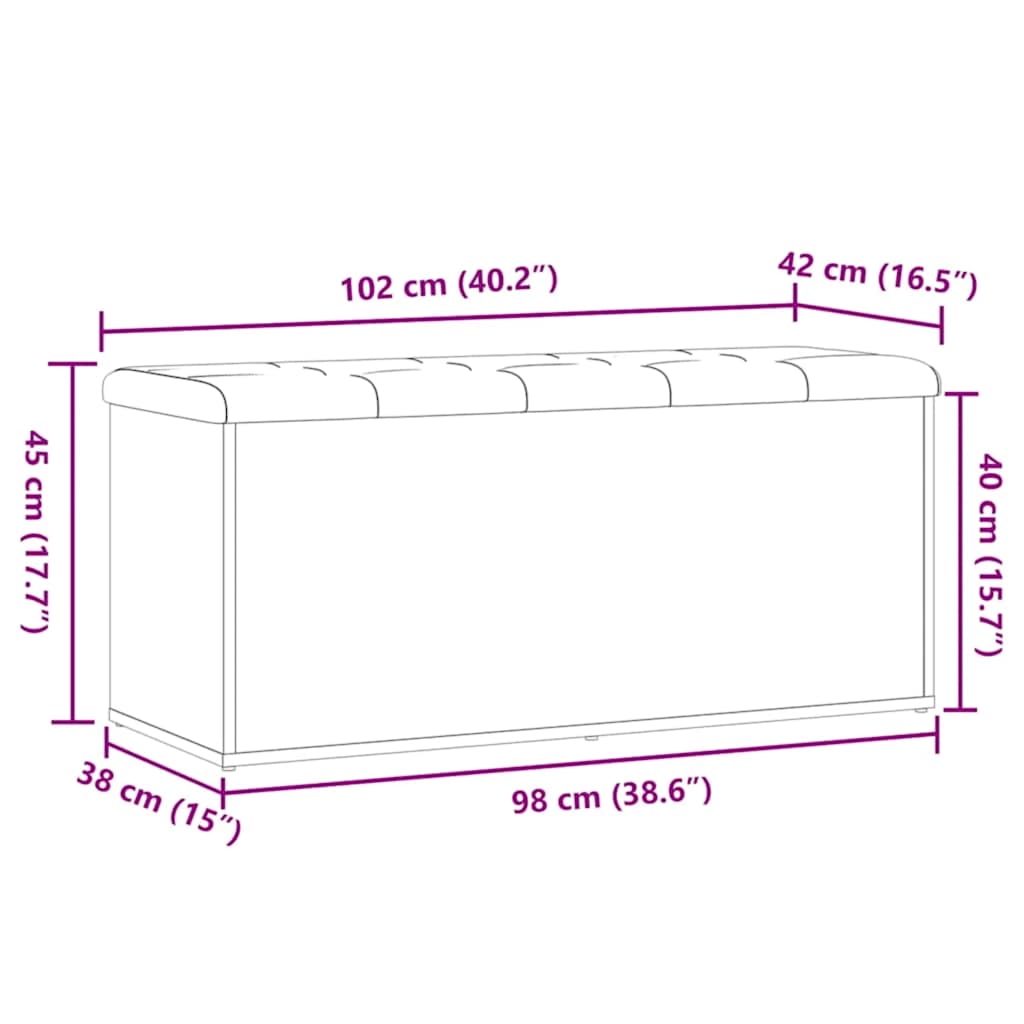 vidaXL Storage Bench Artisan Oak 102x42x45 cm Engineered Wood