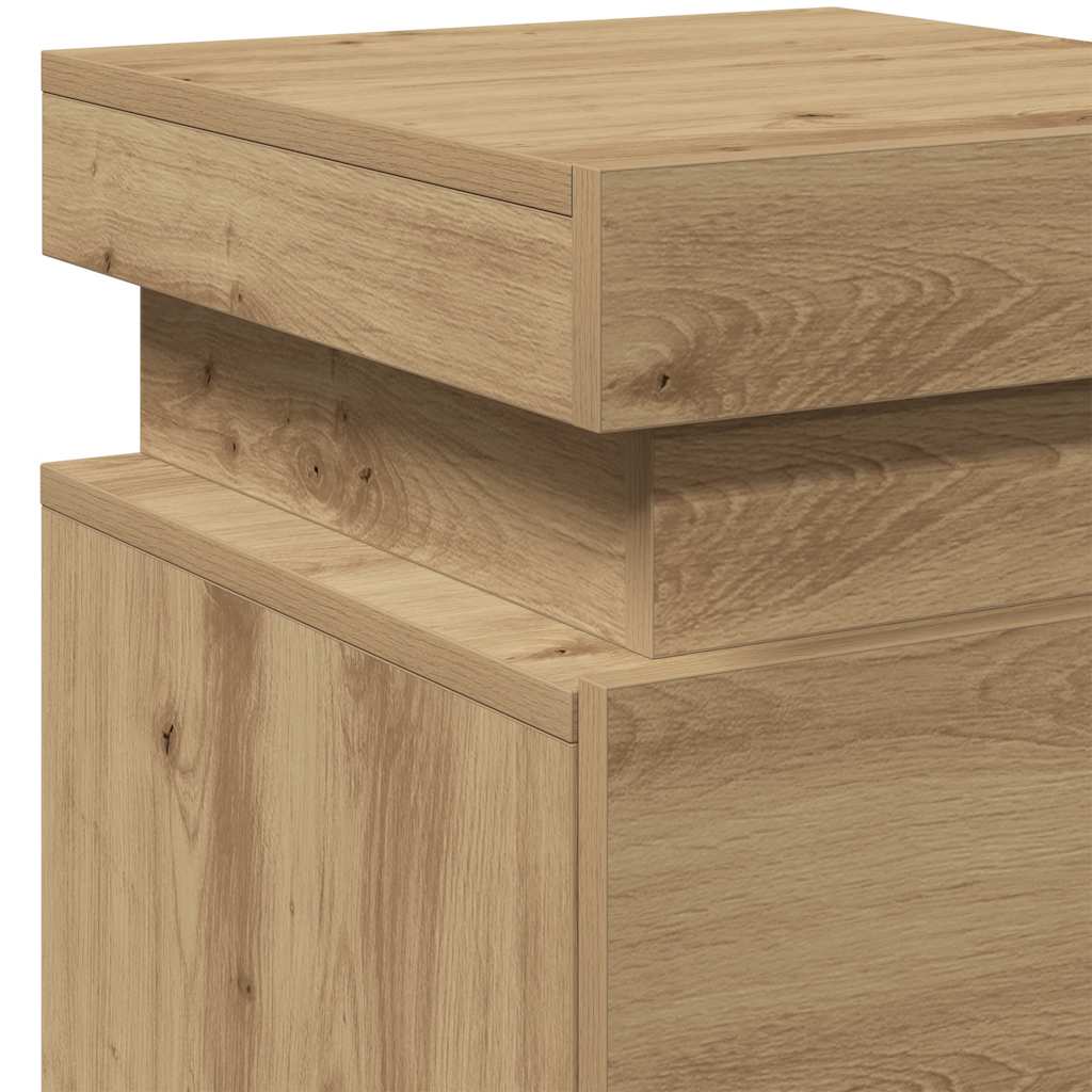 vidaXL Bedside Cabinets with LED 2 pcs Artisian Oak 35x39x55 cm