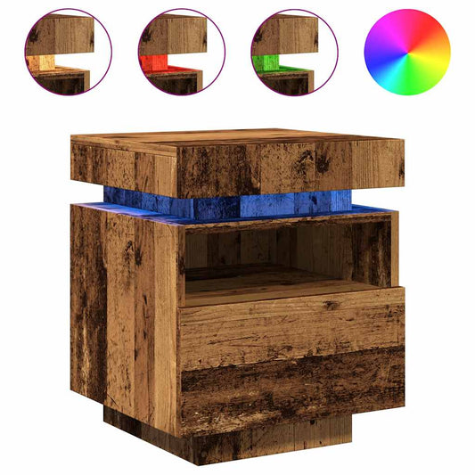 vidaXL Bedside Cabinets with LED Lights 2 pcs Old Wood 40x39x48,5 cm