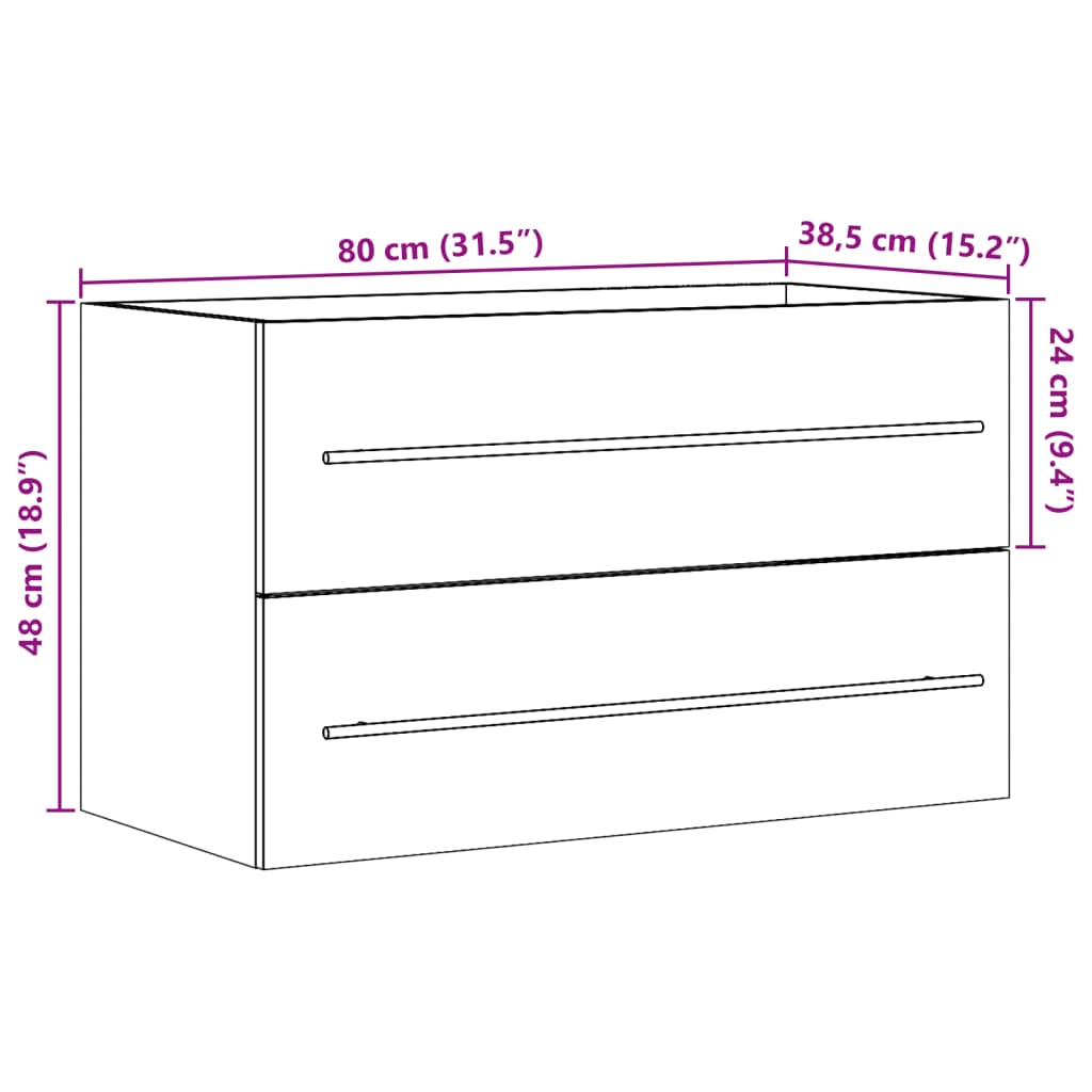 vidaXL Sink Cabinet Concrete Grey 80x38.5x48 cm Engineered Wood