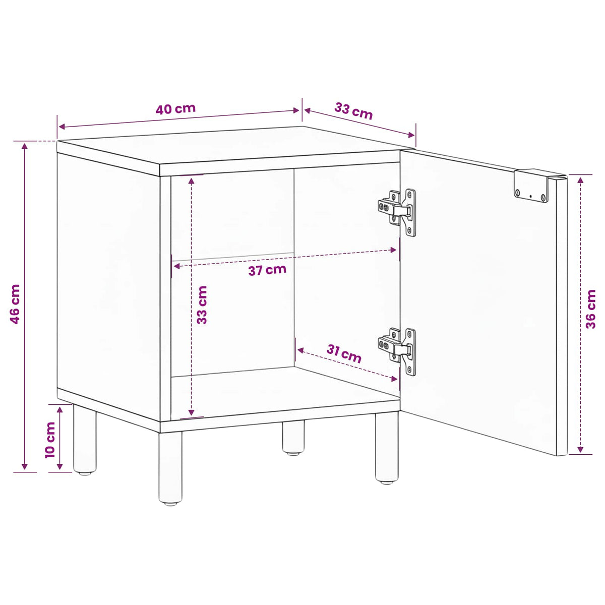 vidaXL Bedside Cabinet 2 pcs Black 40x33x46 cm Solid Wood Mango