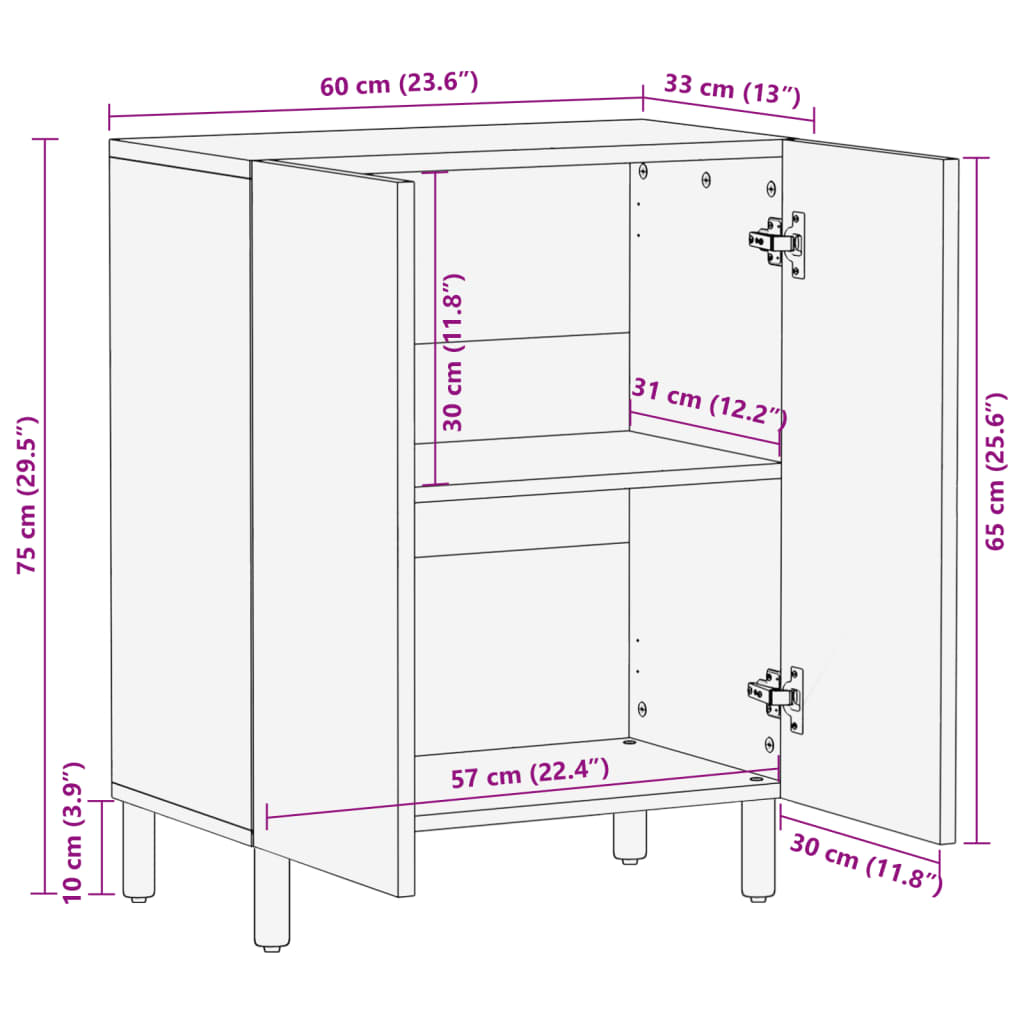 vidaXL Sideboard Black 60x33x75 cm Engineered Wood