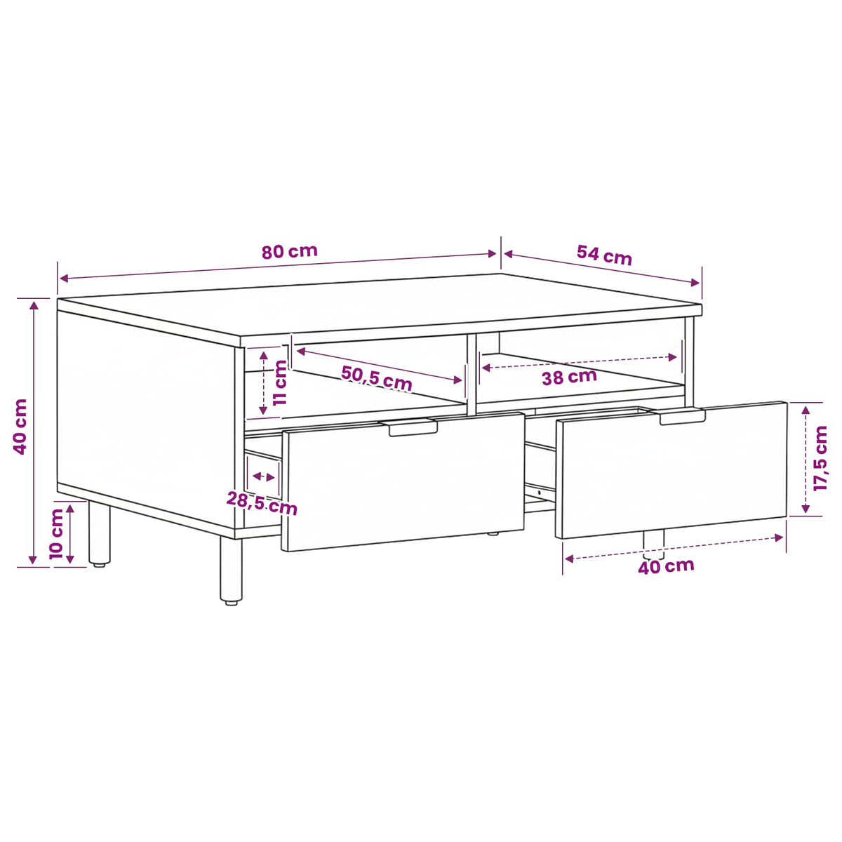 vidaXL Coffee Table Black 80x54x40 cm Engineered Wood