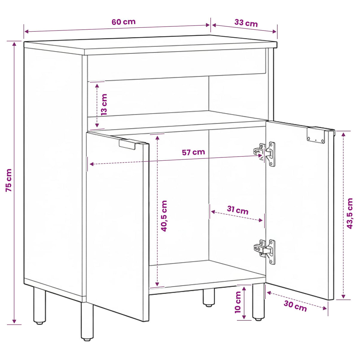 vidaXL Sideboard Black 60x33x75 cm Engineered Wood