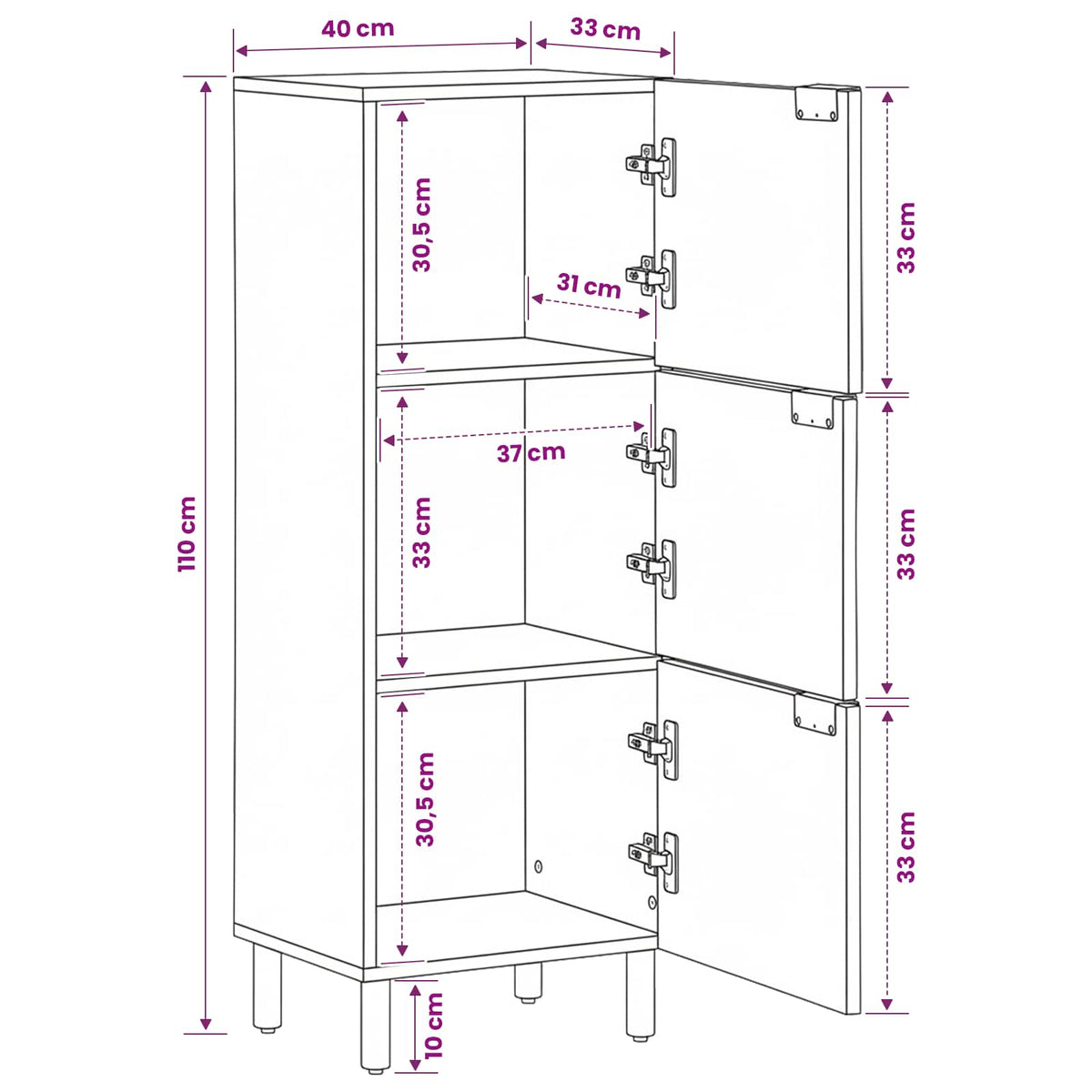 vidaXL Highboard Black 40x33x110 cm Engineered Wood