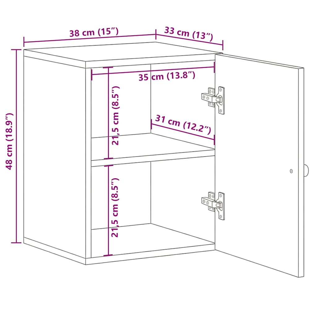 vidaXL Wall-mounted Bathroom Cabinet Black 38x33x48cm Solid Wood Mango