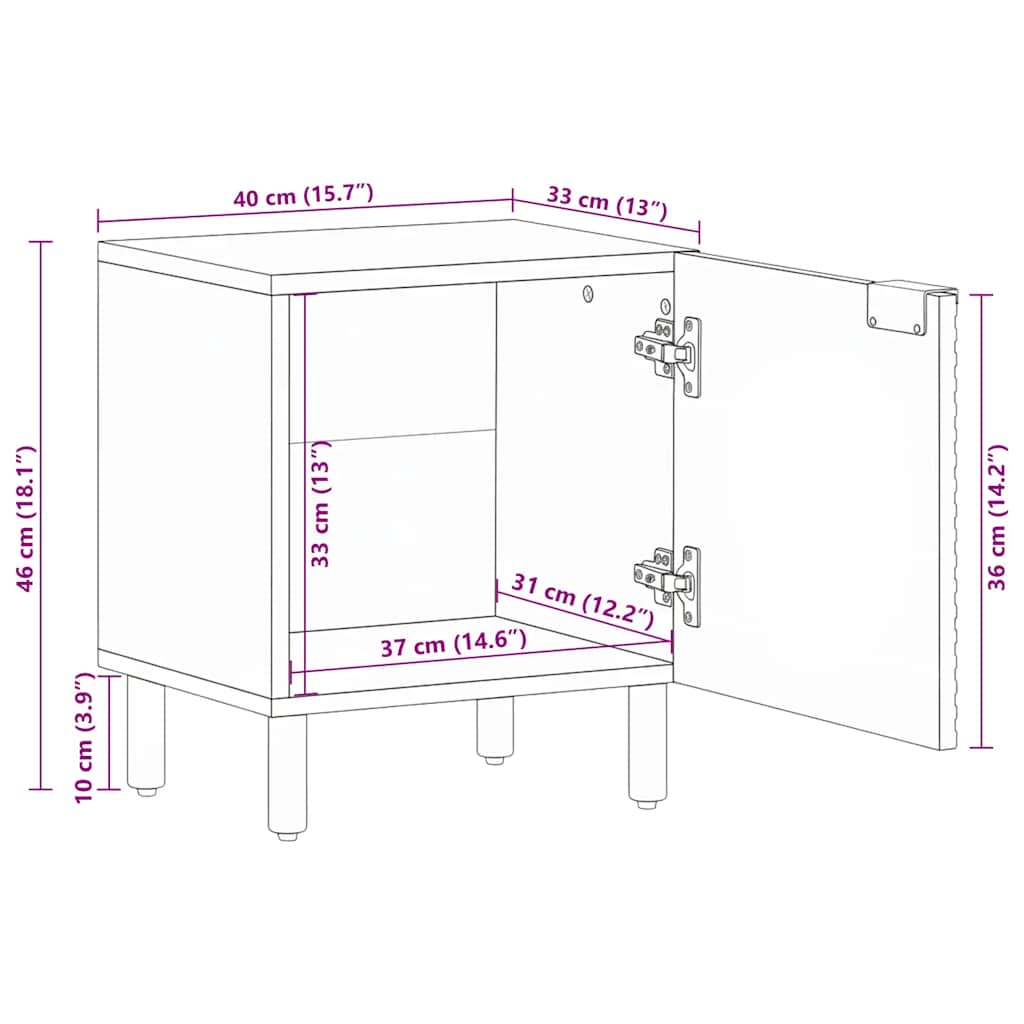 vidaXL Bedside Cabinets 2 pcs Brown 40x33x46 cm Solid Wood Mango