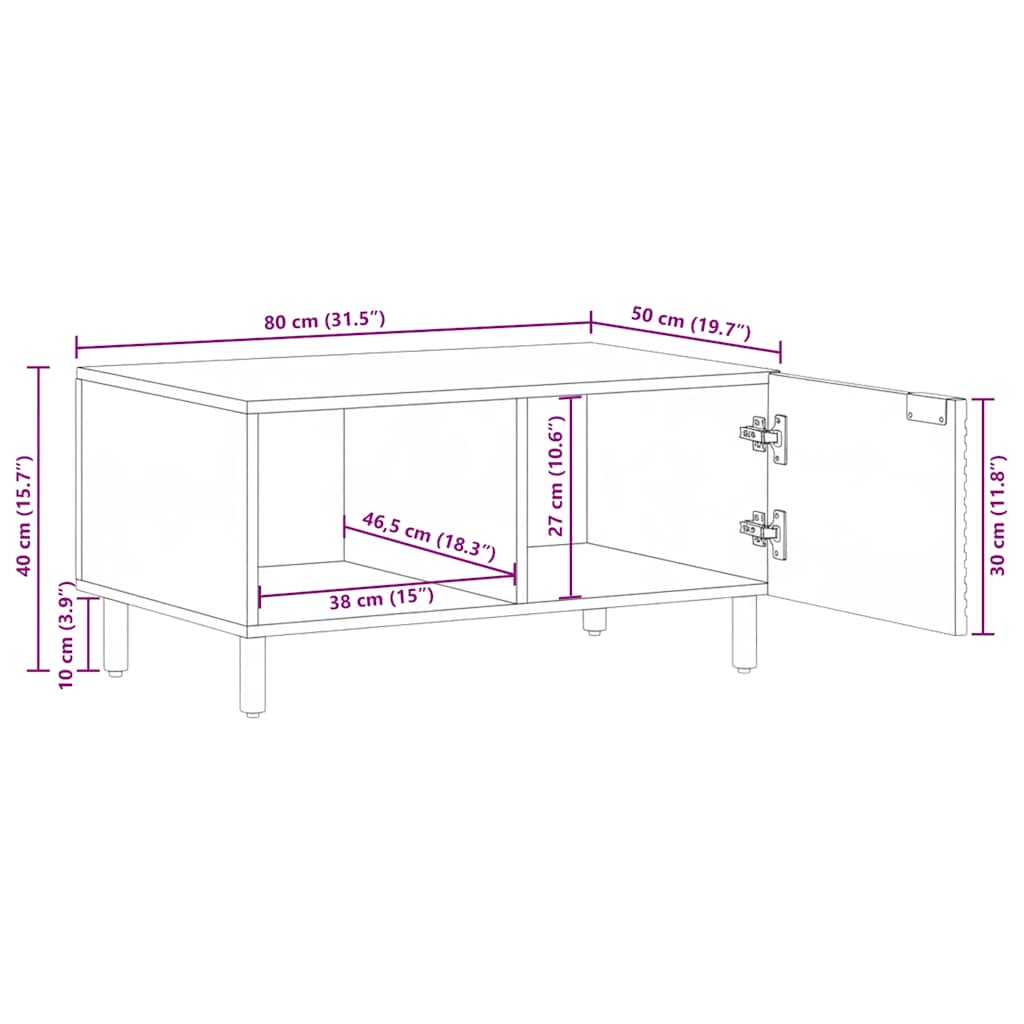 vidaXL Coffee Table Brown 80x50x40 cm Solid Wood Mango