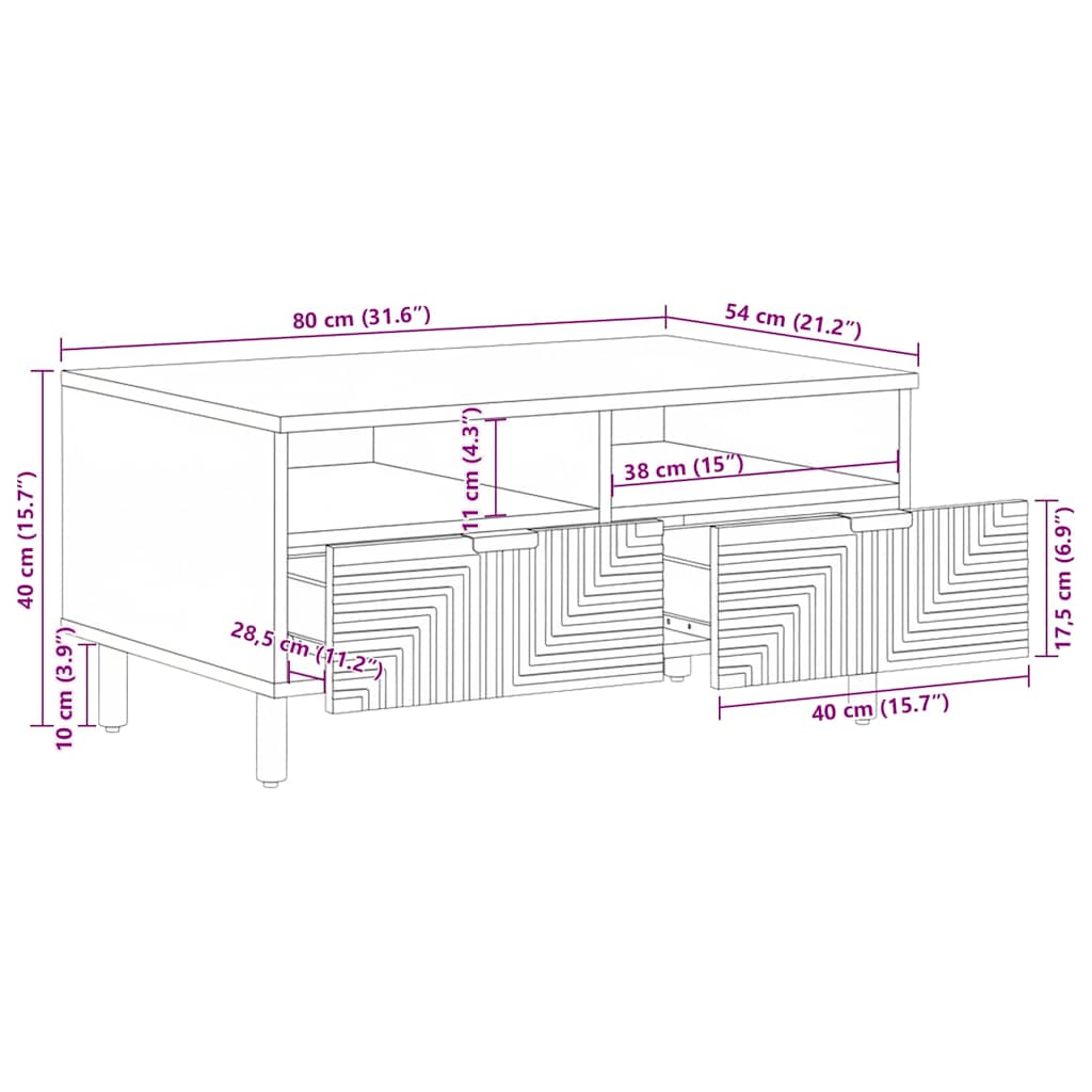 vidaXL Coffee Table Brown 80x54x40 cm Solid Wood Mango