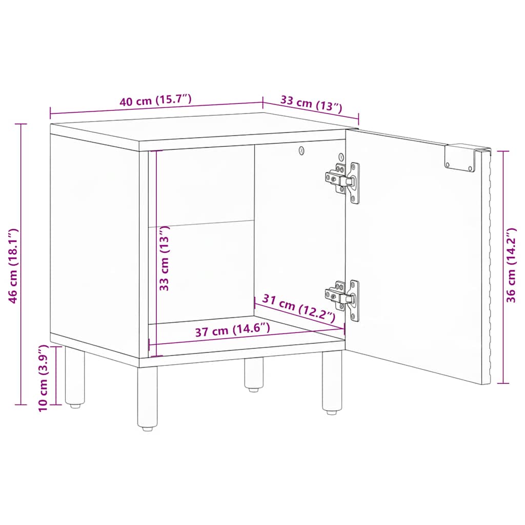vidaXL Bedside Cabinets 2 pcs 40x33x46 cm Solid Wood Acacia