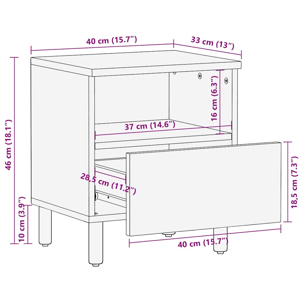 vidaXL Bedside Cabinets 2 pcs 40x33x46 cm Solid Wood Acacia