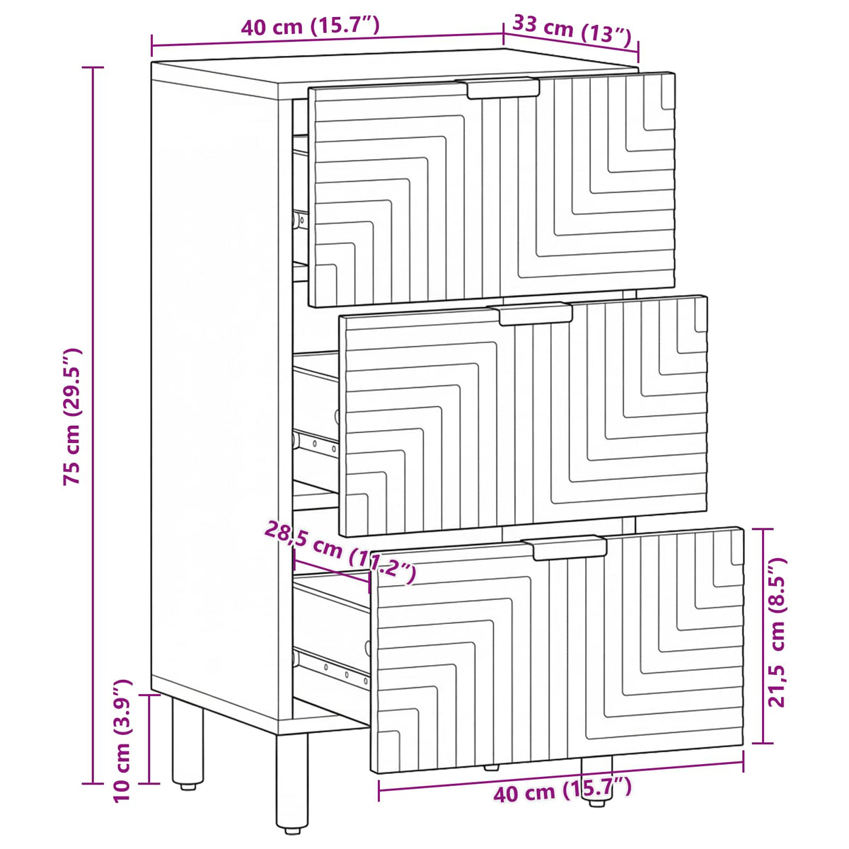 vidaXL Sideboard 40 x 33 x 75 cm