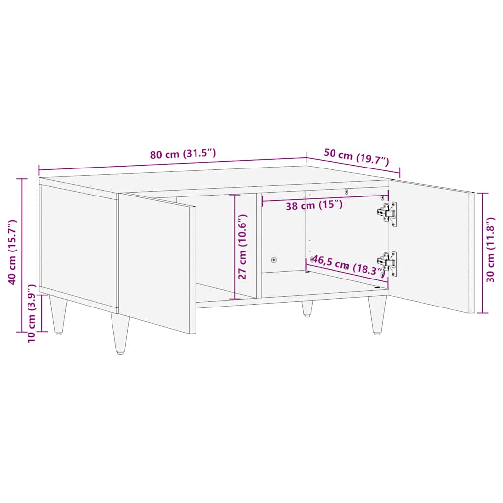vidaXL Coffee Table Light Grey 80x50x40 cm Solid Wood Mango