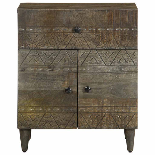 vidaXL Bedside Cabinet Light Grey 50x33x60 cm Solid Wood Mango