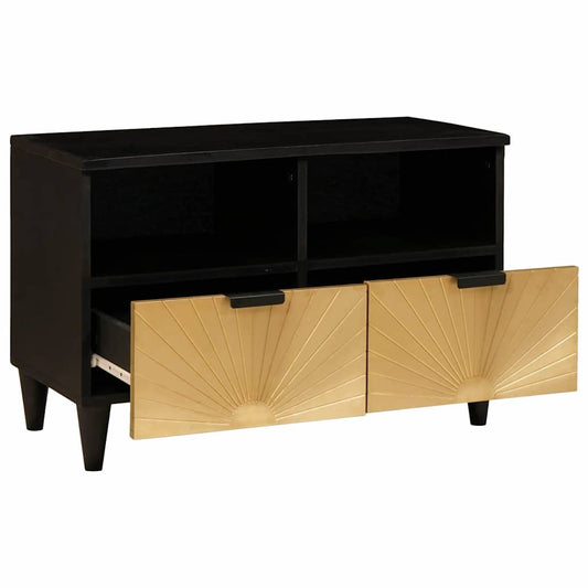 vidaXL TV Cabinet Black and Gold 70 x 33 x 46 cm Engineered wood