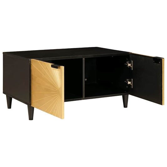 vidaXL Coffee Table Black and Gold 80 x 50 x 40 cm Engineered Wood