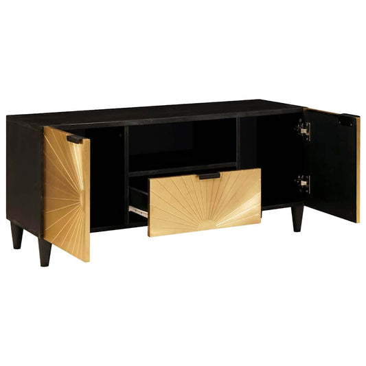 vidaXL TV Cabinet Black and Gold 105 x 33 x 46 cm Engineered wood