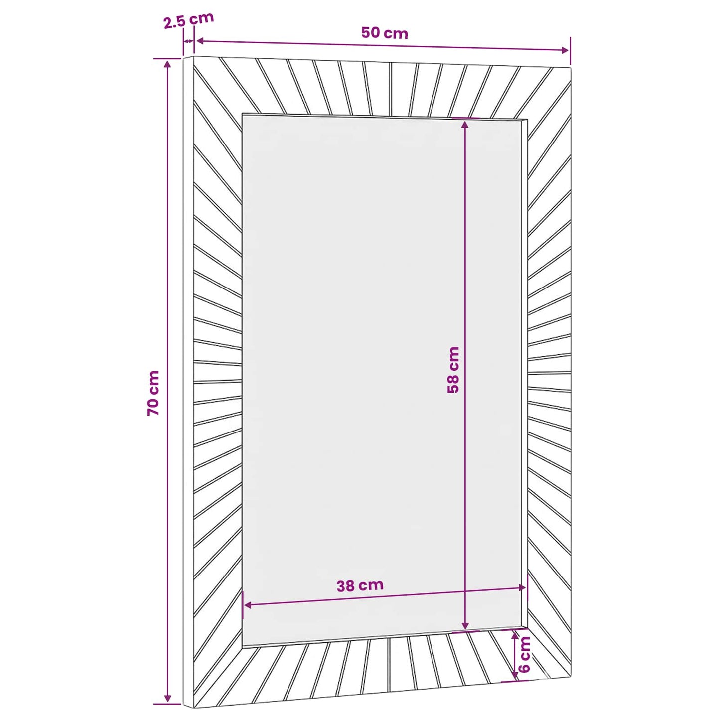 vidaXL Bathroom Mirror Wall-mounted with Mirror Gold 50 x 2.5 x 70 cm