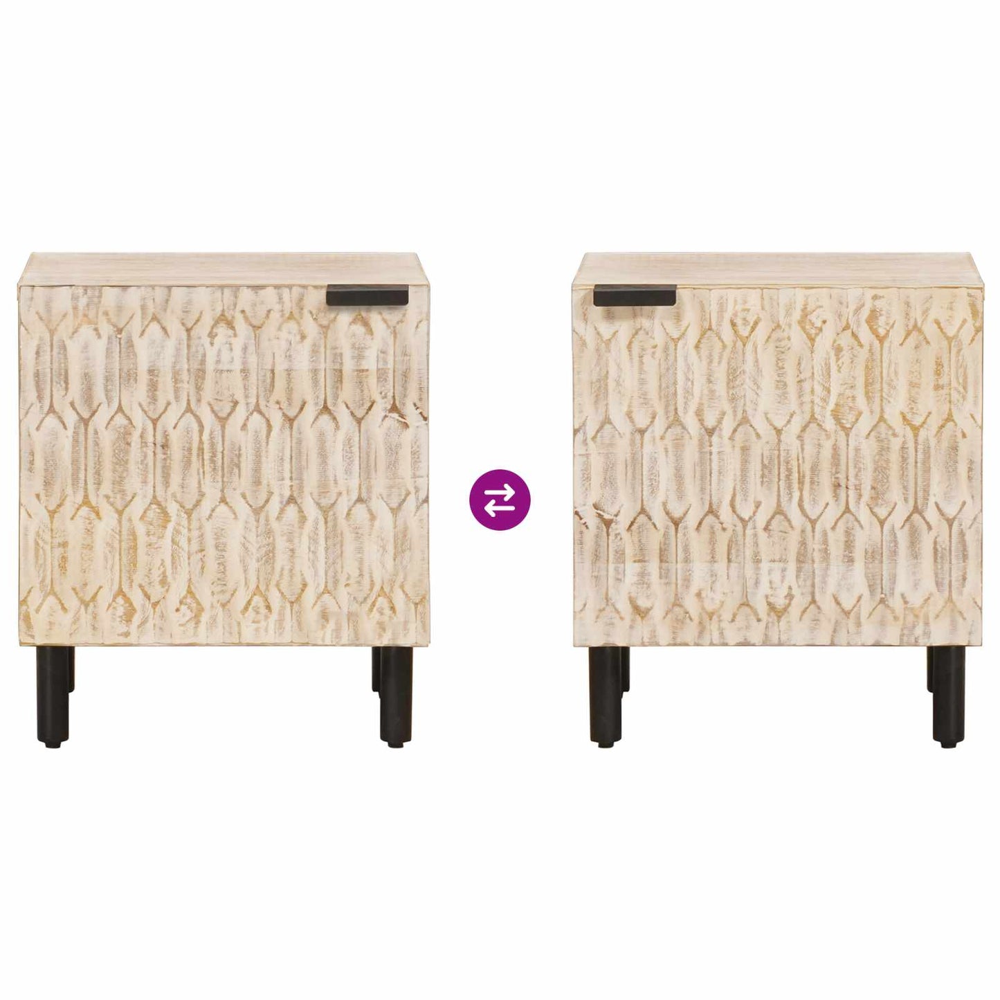 vidaXL Bedside Cabinet 2 pcs White 40 x 33 x 46 cm Solid Mango Wood
