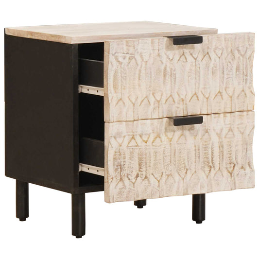 vidaXL Bedside Cabinet White 40 x 33 x 46 cm Solid Mango Wood